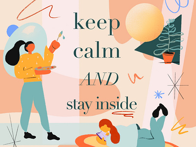 Keep Calm and Stay Inside calm coronavirus digital art graphic design illustration illustration design paint procreate reading stay inside