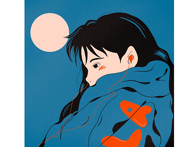 Moon Tunes aesthetic album album cover anime cover design digital art illustration lofi music procreate sweatshirt