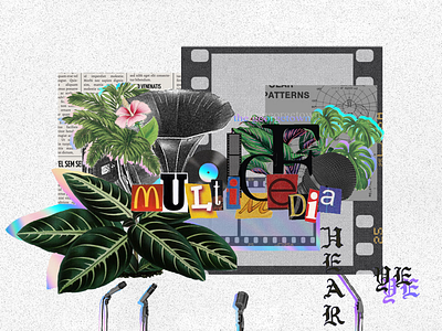 Multimedia Collage collage holographic magazine plant podcast voice
