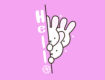 Hello Dribbble animation branding bunny design dribble graphic design hellodribbble illustraion