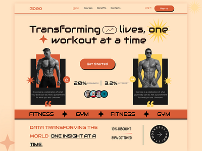 Gym & Fitness web landing page design body transformation branding cardio coach colourful crossfit fitness gym health landing page muscle building nutrition personal trainer sport training web web design workout