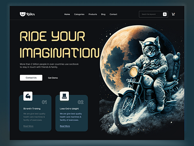 Ridex- Bike Shop Landing Page animation bike accessories bike shop branding clean concept design graphic design landing page minimal modern motorbike motorcycle sports ui ui designer ux website