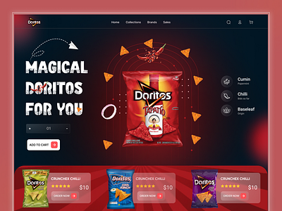 Doritos Landing Page branding chips company creative doritos ecommerce flavor food fries graphic design homepage kids snack landing page mridul mahmud potato potato crackers snacks trendy 2023 website