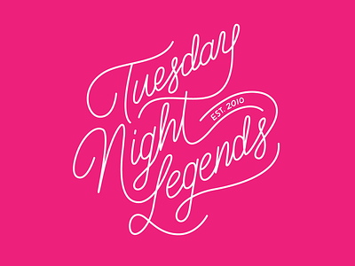 Tuesday Night Legends cursive font handlettering letters