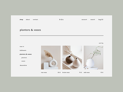 kos - ceramics store ceramics ecommerce flat design minimal online shop online store ui uidesign ux ux design web design website
