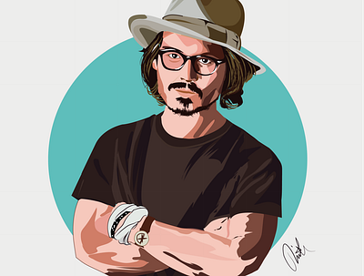 Johnny DEPP art arti̇st arti̇st design illustration minimal portrait portrait illustration poster design vector