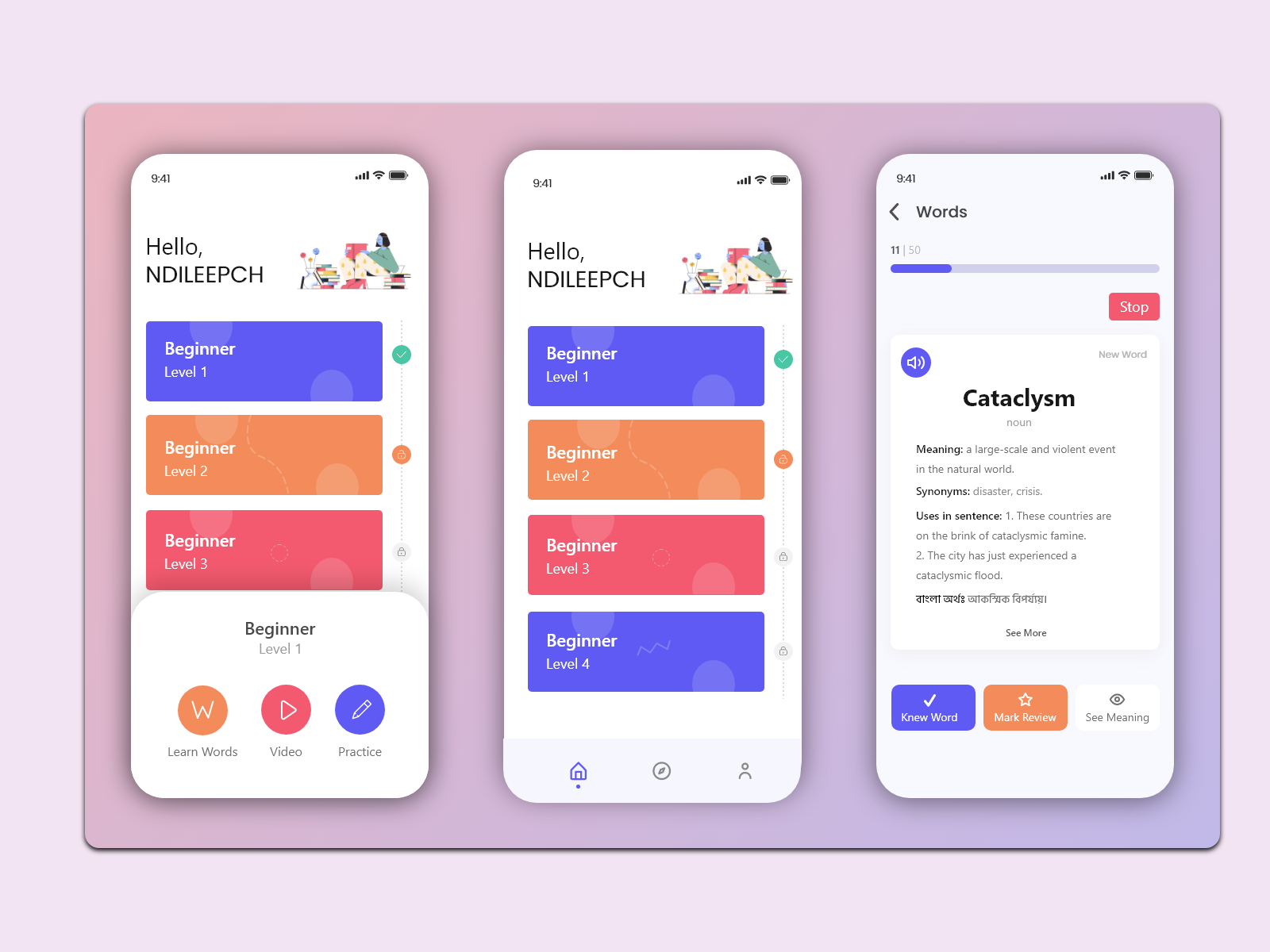 Learning app by ndchakravarthi on Dribbble