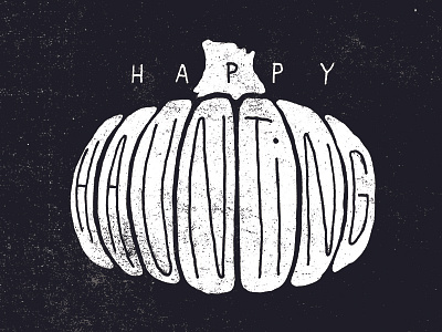 Happy Haunting black doodle halloween sketch typography white