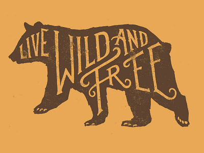 Wild and Free apparel bear design doodle sketch typography