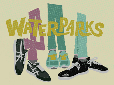 My Three Waterparks doodle fun illustration parody retro typography vintage