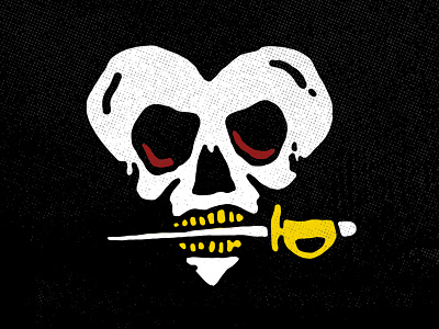 Angry Pirate Love Skull Doodle