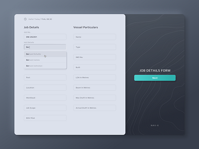 Job Details Form For Drone Remote Control black theme button design details form inputs minimalist minimalistic ui ux