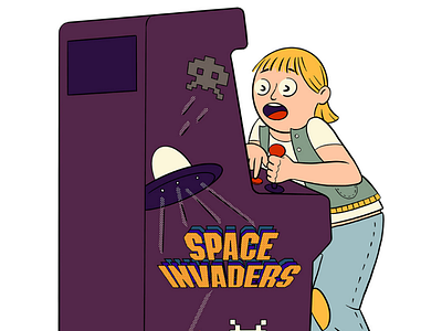 Space invaders cartoon children book draw editorial illustration space invaders