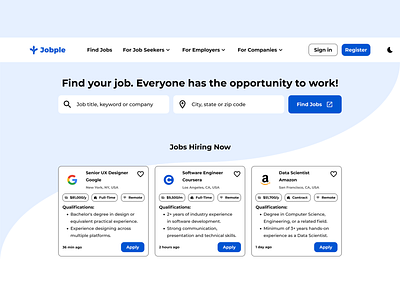 Jobple - Job Search Website UI UX Design Case Study