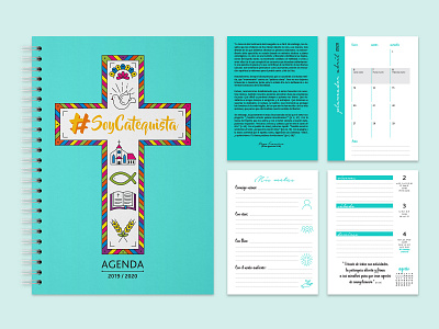 Catechist Year Planner calendar cover art print design two tone vector