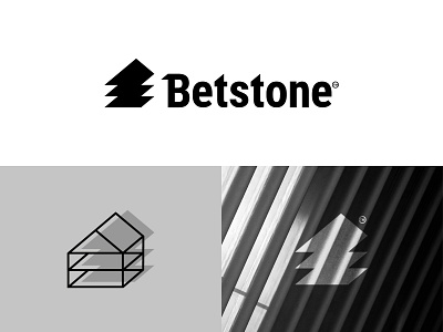 Betstone - construction company adobe illustrator black white branding building construction edgy graphic design house logo minimalist logo urban style worker