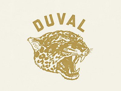 Duval County Jaguars cats classic football gold illustration jaguars liberator meow print varsity vintage