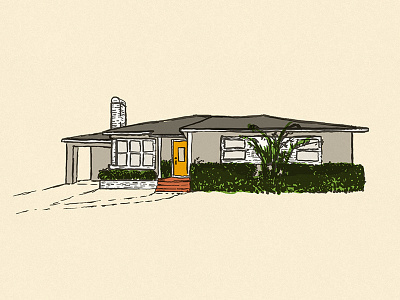 We just bought a home. Holy Shit. brick doodle home house illustration midcentury plants print screenprint