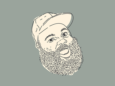 Rare beard doodle hat lines mono portait rare rip smile yelling
