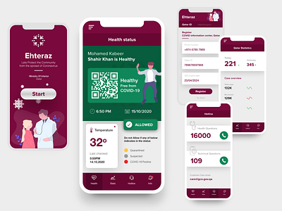 Ehteraz - ReDesign of User Tracking app of Qatar app concept corona coronavirus covid covid19 design doha health illustration minimal mobile app mobile ui qatar ui user tracking ux ux design ux designer