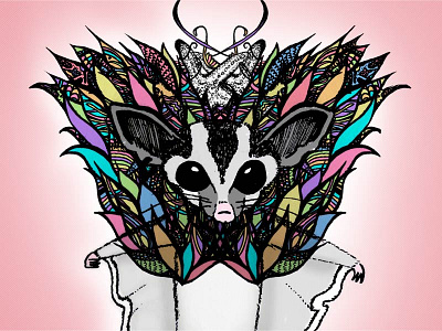 Feeling Colourful animal character illustration sugar glider