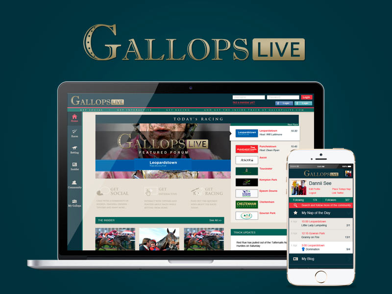 GallopsLive logo social network horse racing ux design ui design web design responsive betting branding
