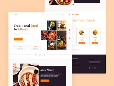 Alluwe - Restaurant Landing Page app branding design icon typography ui uiux ux web website