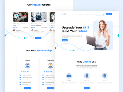 Upskill - Online Course Landing Page app design illustration ui uiux ux web website