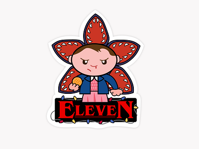 Eleven Stranger Things Sticker animation design flat icon illustration logo sticker sticker art sticker design strangerthings vector