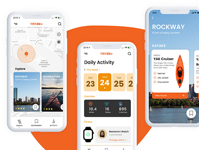 Yak : A new way to ride activity app design figma fitness gps kayak kayaking map minimal sketch sports ui ux web