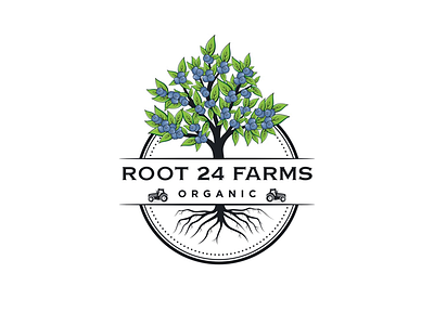 Root 24 Farms Organic branding farmer farming illustration logo organic root tree vector