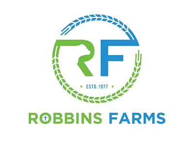 Robbins Farms branding cow crops farms food illustration logo vector