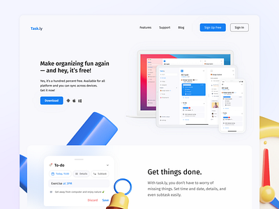 Task Management app - Landing Page app landing page minimal mobile ui task management ui ux web page