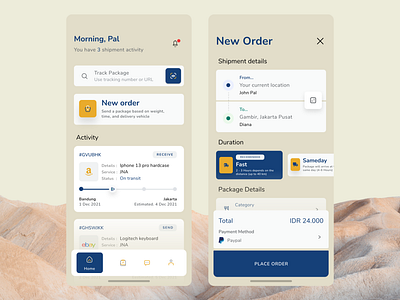 Shipment App (Material You) android app delivery design material design material you minimal mobile ui package shipment ux