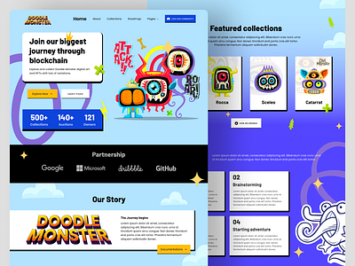 Doodle Monster NFT Project - Landing Page cryptocurrency landing page nft nft project ui ux website