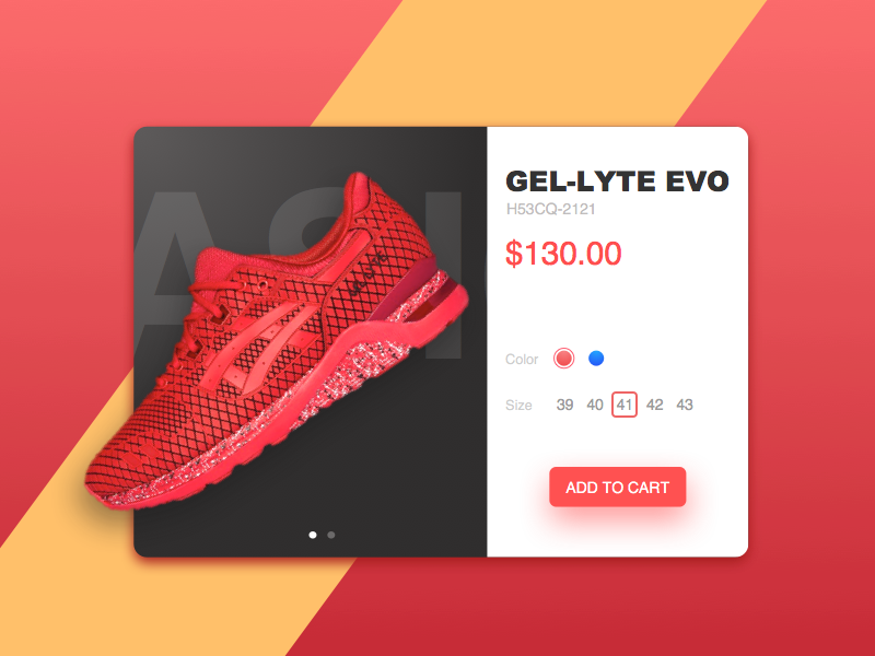 ASICS UI Product Display design flat sketch card store shoes ui asics