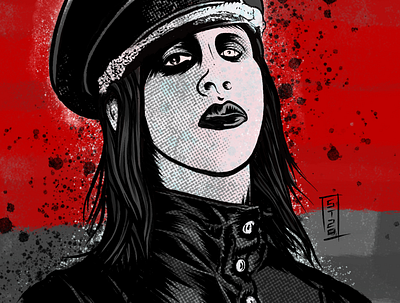 Brian Hugh Warner - Marilyn Manson heavy metal illustration line art musician pop art portrait art