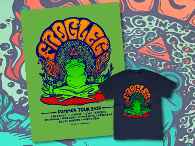 Frogleg Summer Tour 2016 animal frog gigposter hand lettering illustration merch design music art poster design psychedelic rock and roll screen print