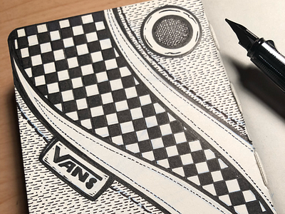 VANS ABSTRACT abstract black and white design fountain pen hand drawn illustration pattern skateboard sketchbook texture typography vans