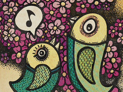 Birds americana character cmyk design illustration pattern pen and ink psychedelic