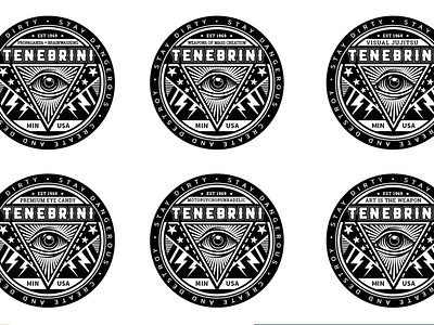 Personal ID system americana badge design black and white branding design illustration line art logo psychedelic typography vector