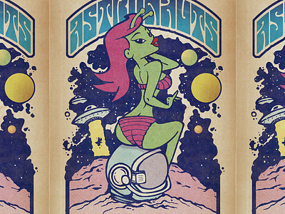 Astro-babe illustration pinup poster