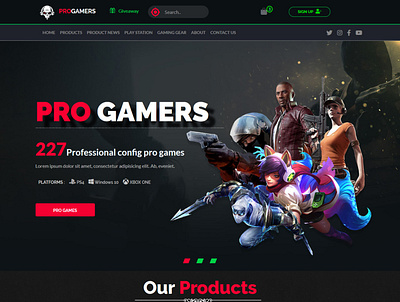 PRO GAMER Gaming Shop Website design in html/WordPress agency landing page agency website converter design ecommerce game game art game design game shop gaming html landing page psd to html webdesign website design