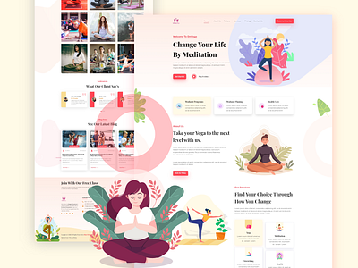 Yoga Fitness UI UX Design 3d branding fitness gym illustration logo website design yoga