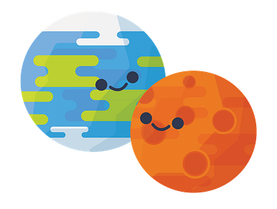 Sister Planets art design earth flat icon illustration illustrator mars planet simple smile solar system vector