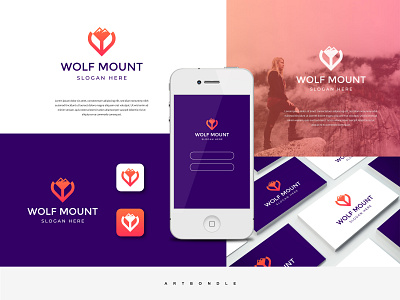 Wolf Mount logo app branding design icon illustration logo typography vector