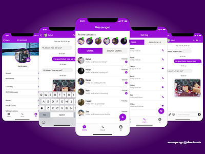 IOS messenger app concept mockup screens, aplication app app design designer information architecture mobile app mobile app design prototyping ui user experience user interface design userinterface ux uxui visual design wireframing xd design xddailychallenge