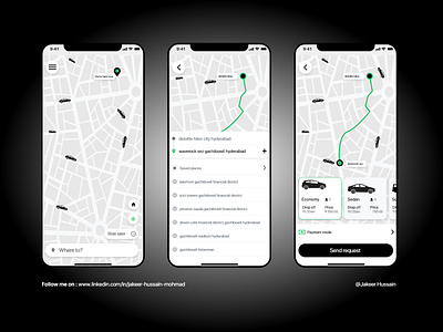 Cab booking screens