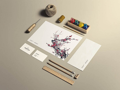 Free Art Craft Stationery Mockup