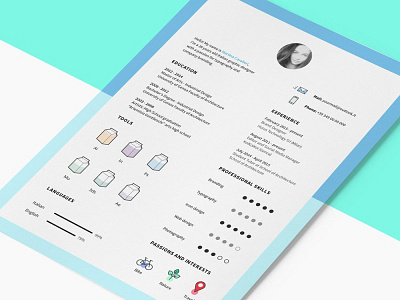 Free Clean CV Resume Template with Icon Set